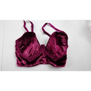Victorias Secret Womens Bra 34B Burgundy Velvet Sparkle Longline Balconnet Party